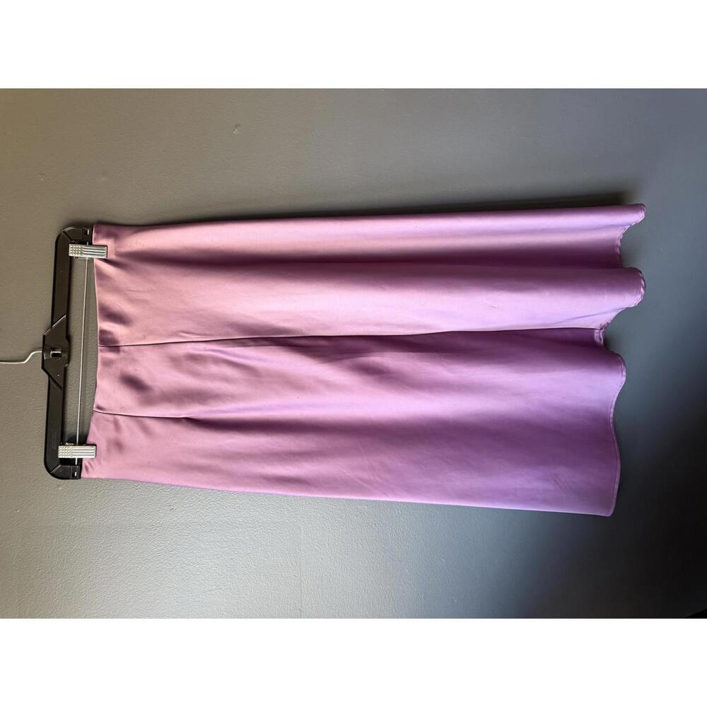 Purple Satin Midi Skirt with Back Zipper by Shinestar